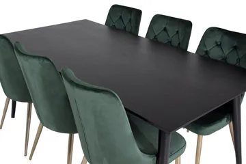 Balisa Spisegruppe 180 cm inkl. 6 Valerie Luksus Stoler - Fløyel/Svart/Mørkegrønn/Gull - Møbler - Bord - Spisegruppe