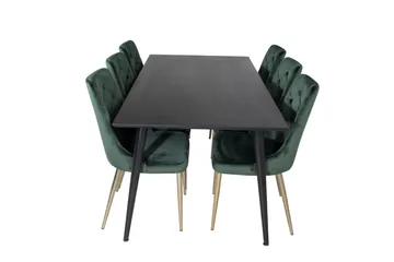 Balisa Spisegruppe 180 cm inkl. 6 Valerie Luksus Stoler - Fløyel/Svart/Mørkegrønn/Gull - Møbler - Bord - Spisegruppe