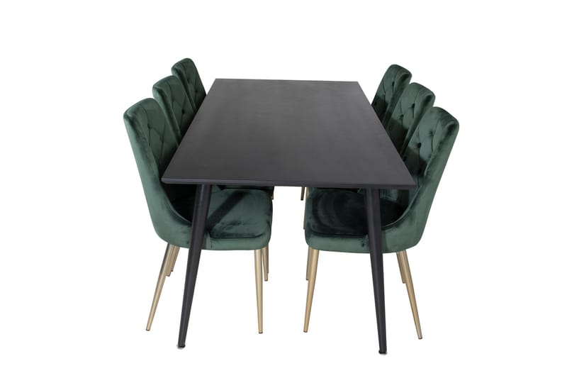 Balisa Spisegruppe 180 cm inkl. 6 Valerie Luksus Stoler - Fløyel/Svart/Mørkegrønn/Gull - Møbler - Bord - Spisegruppe