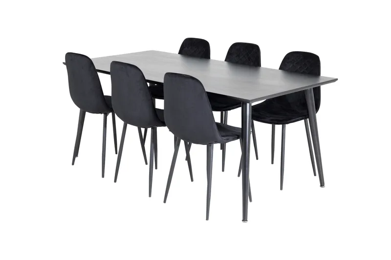 Balisa Spisegruppe 180 cm inkl. 6 Ypas Stoler, Svart