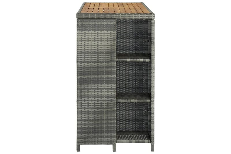 Barbord med oppbevaringsstativ grå 120x60x110 cm polyrotting - Grå - Barbord & ståbord
