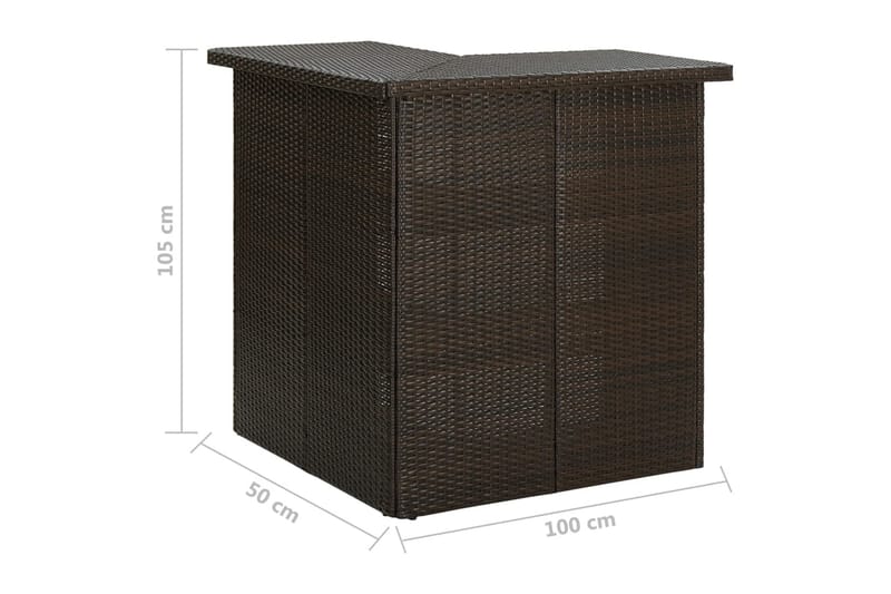 Hjørnebarbord brun 100x50x105 cm polyrotting - Brun - Barbord & ståbord