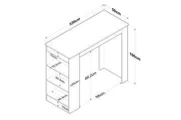 Iwao Bardisk 50x120 cm Brun/Hvit - Hanah Home - Møbler - Bord - Barbord & ståbord