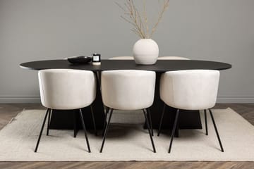 Bariso spisebord 230x115x75 cm ovalt med 6 Berit armstoler i fløyel med armlener - Møbler - Bord - Spisegruppe
