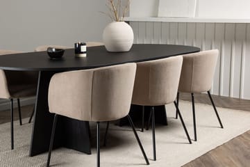 Bariso spisebord 230x115x75 cm ovalt med 6 Berit karmstoler med armlener - Møbler - Bord - Spisegruppe