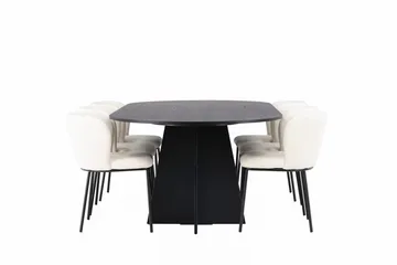 Bariso spisebord 230x115x75 cm ovalt med 6 Edina spisestoler - Møbler - Bord - Spisegruppe