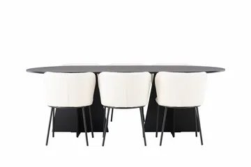 Bariso spisebord 230x115x75 cm ovalt med 6 Edina spisestoler - Møbler - Bord - Spisegruppe