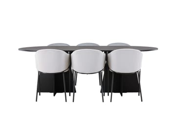 Bariso Spisebord 230x115x75 cm Ovalt med 6 Evelina Armstoler - Møbler - Bord - Spisegruppe