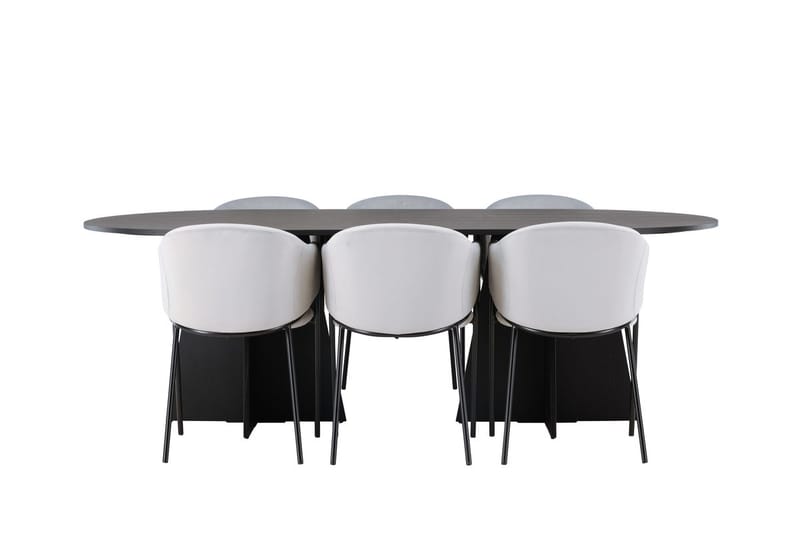 Bariso Spisebord 230x115x75 cm Ovalt med 6 Evelina Armstoler - Møbler - Bord - Spisegruppe