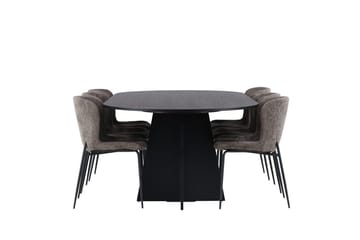 Bariso Spisebord 230x115x75 cm Ovalt med 6 Modesto Spisestoler - Møbler - Bord - Spisegruppe