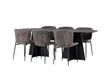 Bariso Spisebord 230x115x75 cm Ovalt med 6 Modesto Spisestoler - Møbler - Bord - Spisegruppe