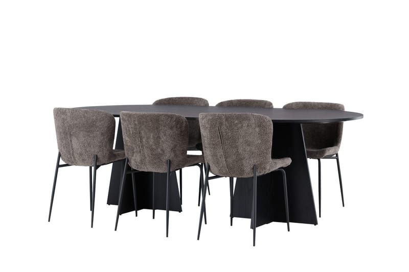 Bariso Spisebord 230x115x75 cm Ovalt med 6 Modesto Spisestoler