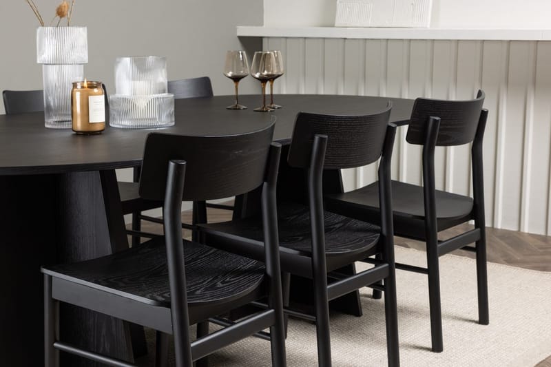 Bariso spisebord 230x115x75 cm ovalt med 6 Montros spisestoler - Møbler - Bord - Spisegruppe