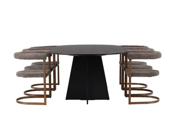 Bariso Spisebord 230x115x75 cm Ovalt med 6 Morning Armstoler - Møbler - Bord - Spisegruppe