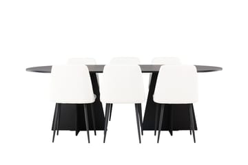 Bariso Spisebord 230x115x75 cm Ovalt med 6 Night Spisestoler - Møbler - Bord - Spisegruppe