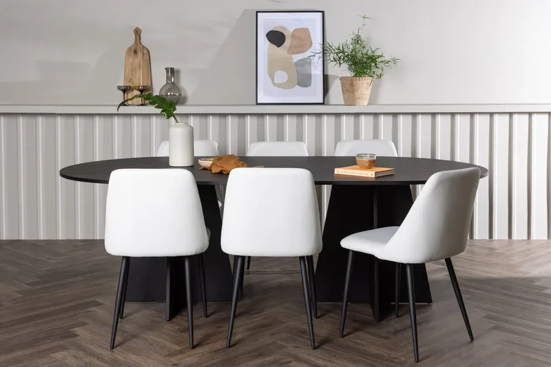 Bariso Spisebord 230x115x75 cm Ovalt med 6 Night Spisestoler