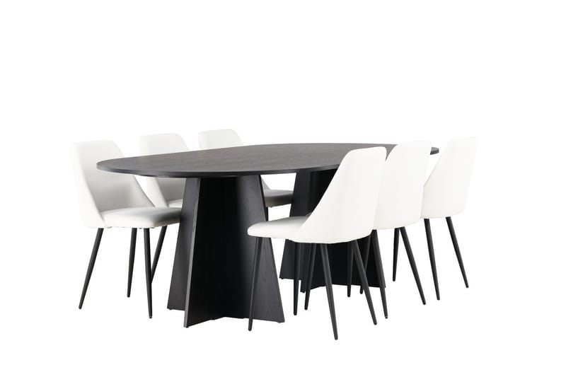 Bariso Spisebord 230x115x75 cm Ovalt med 6 Night Spisestoler - Møbler - Bord - Spisegruppe
