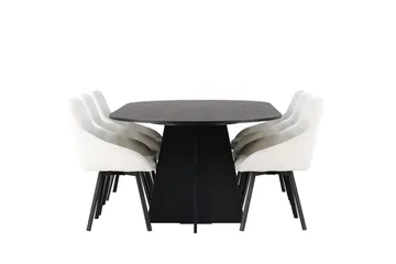 Bariso spisebord 230x115x75 cm ovalt med 6 Rosie spisestoler - Møbler - Bord - Spisegruppe