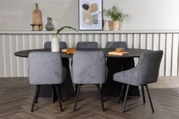 Bariso spisebord 230x115x75 cm ovalt med 6 Rosie spisestoler - Møbler - Bord - Spisegruppe