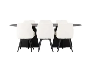 Bariso spisebord 230x115x75 cm ovalt med 6 Rosie spisestoler - Møbler - Bord - Spisegruppe