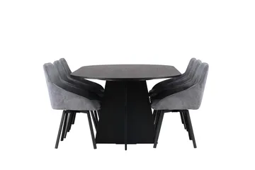 Bariso spisebord 230x115x75 cm ovalt med 6 Rosie spisestoler - Møbler - Bord - Spisegruppe