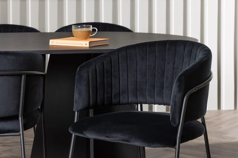 Bariso spisebord 230x115x75 cm ovalt med 6 Selma spisestoler - Møbler - Bord - Spisegruppe