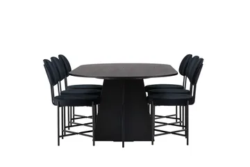 Bariso spisebord 230x115x75 cm ovalt med 6 Stella spisestoler - Møbler - Bord - Spisegruppe