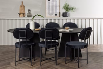 Bariso spisebord 230x115x75 cm ovalt med 6 Stella spisestoler - Møbler - Bord - Spisegruppe
