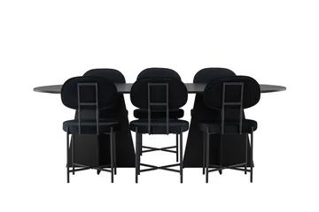 Bariso spisebord 230x115x75 cm ovalt med 6 Stella spisestoler - Møbler - Bord - Spisegruppe