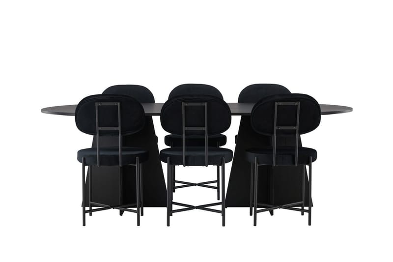 Bariso spisebord 230x115x75 cm ovalt med 6 Stella spisestoler - Møbler - Bord - Spisegruppe