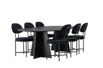 Bariso spisebord 230x115x75 cm ovalt med 6 Stella spisestoler - Møbler - Bord - Spisegruppe