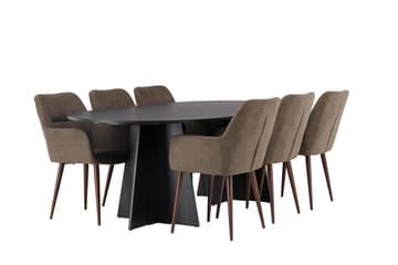 Bariso Spisebord 230x115x75 cm Ovalt med 6 Tomorrow Armstoler - Møbler - Bord - Spisegruppe