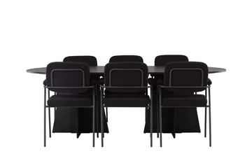 Bariso spisebord 230x115x75 cm ovalt med 6 Yesterday spisestoler - Møbler - Bord - Spisegruppe