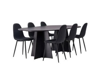 Bariso spisebord 230x115x75 cm ovalt med 6 Polar spisestoler - Møbler - Bord - Spisegruppe