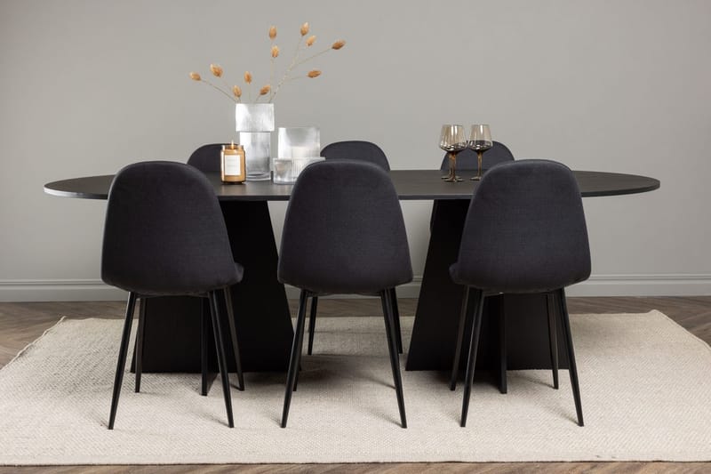 Bariso spisebord 230x115x75 cm ovalt med 6 Polar spisestoler