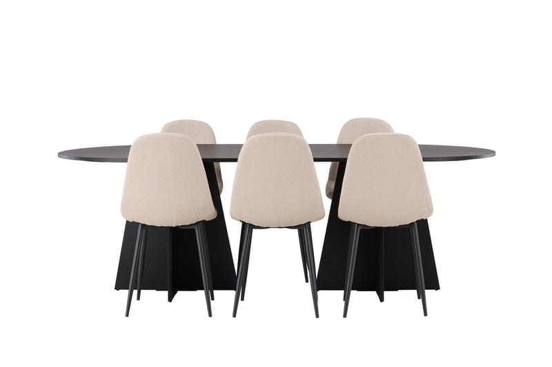 Bariso spisebord 230x115x75 cm ovalt med 6 Polar spisestoler - Møbler - Bord - Spisegruppe