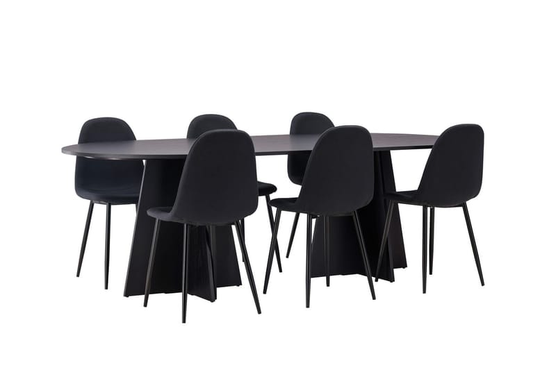Bariso spisebord 230x115x75 cm ovalt med 6 Polar spisestoler - Møbler - Bord - Spisegruppe