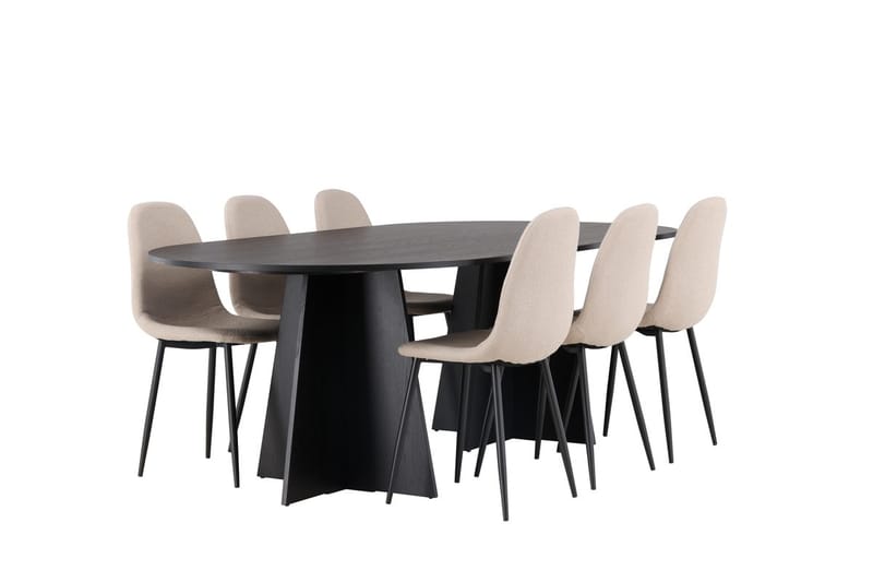 Bariso spisebord 230x115x75 cm ovalt med 6 Polar spisestoler - Møbler - Bord - Spisegruppe