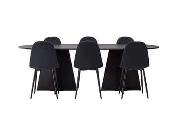 Bariso spisebord 230x115x75 cm ovalt med 6 Polar spisestoler - Møbler - Bord - Spisegruppe