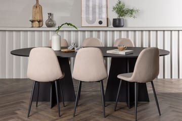 Bariso spisebord 230x115x75 cm ovalt med 6 Polar spisestoler - Møbler - Bord - Spisegruppe