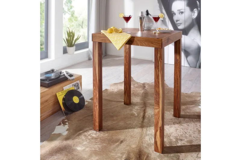 Bartabell Wohnling Stabil heltre Sheesham 80 x 80 x 110 cm - Møbler - Bord - Barbord & ståbord