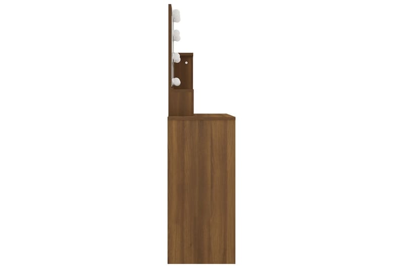 beBasic Sminkebord med LED brun eik 86,5x35x136 cm - Brun - Sminkebord & toalettbord