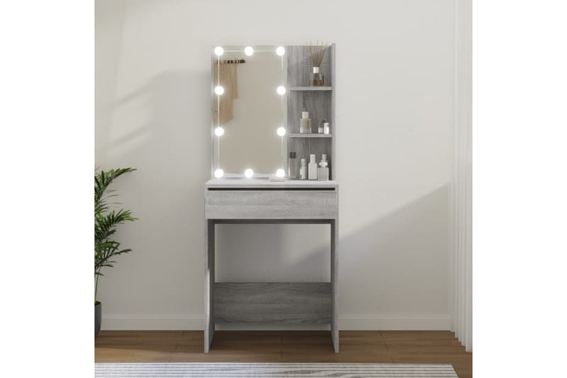 beBasic Sminkebord med LED grå sonoma 60x40x140 cm - GrÃ¥ - Sminkebord & toalettbord