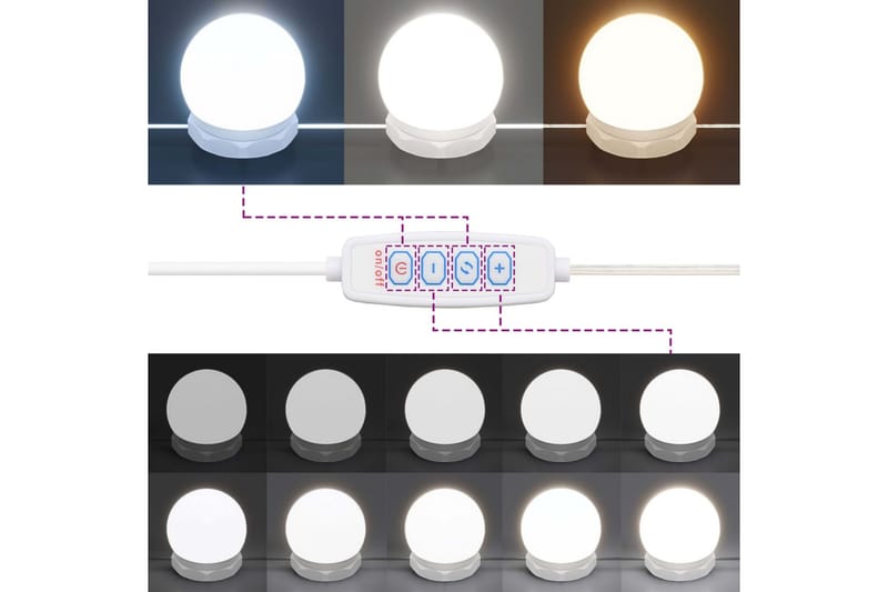 beBasic Sminkebord med LED hvit 86,5x35x136 cm - Hvit - Sminkebord & toalettbord