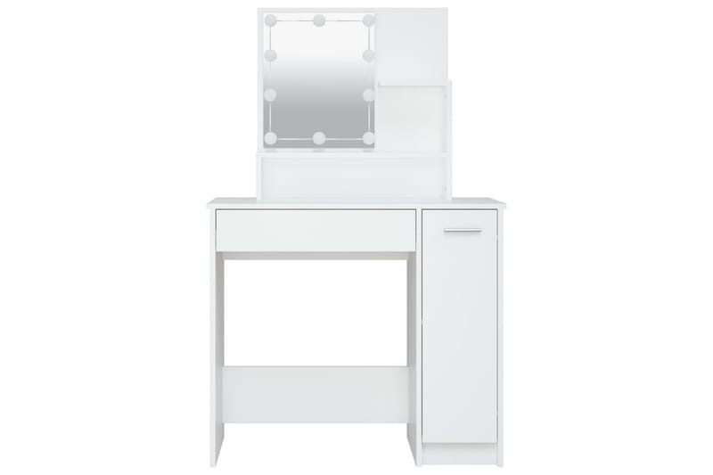 beBasic Sminkebord med LED hvit 86,5x35x136 cm - Hvit - Sminkebord & toalettbord