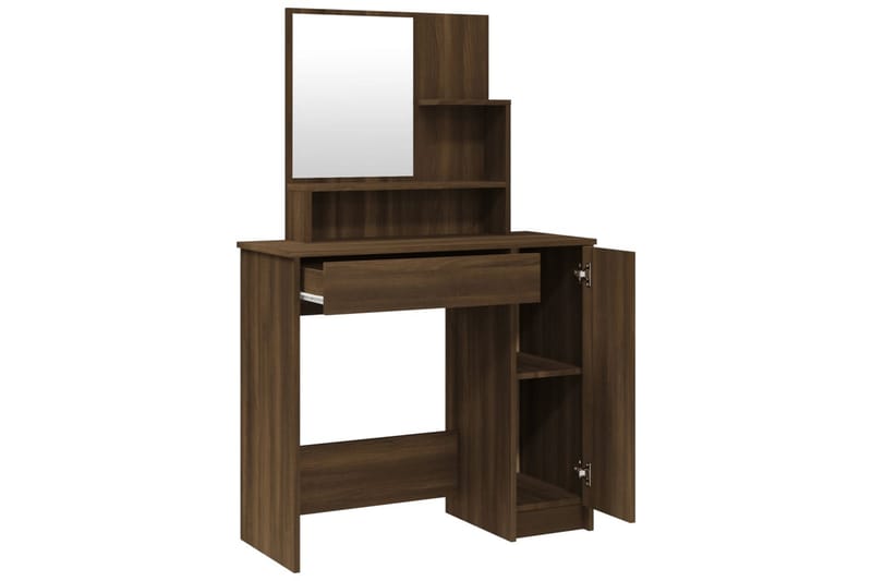 beBasic Sminkebord med speil brun eik 86,5x35x136 cm - Brun - Sminkebord & toalettbord