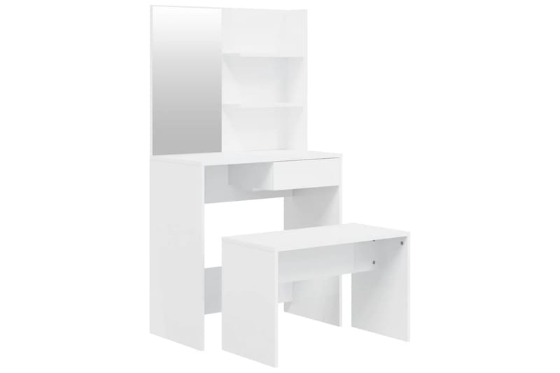 beBasic Sminkebordsett høyglans hvit 74,5x40x141 cm - Hvit - Sminkebord & toalettbord