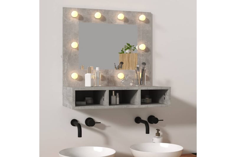 beBasic Speilskap med LED betonggrå 60x31,5x62 cm - GrÃ¥ - Sminkebord & toalettbord