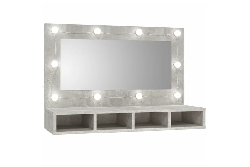 beBasic Speilskap med LED betonggrå 90x31,5x62 cm - GrÃ¥ - Sminkebord & toalettbord