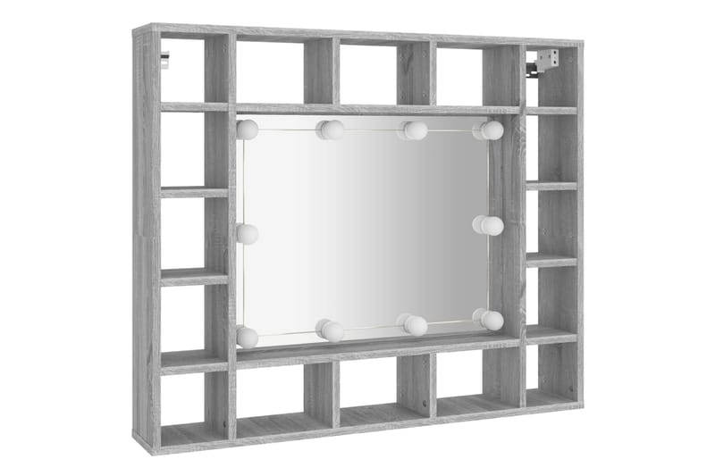 beBasic Speilskap med LED grå sonoma 91x15x76,5 cm - GrÃ¥ - Sminkebord & toalettbord